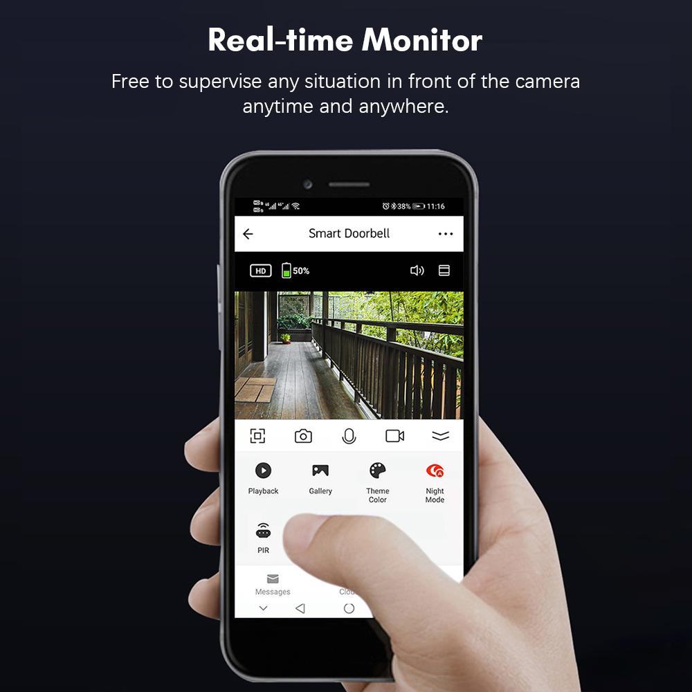Wi-Fi видео дверной звонок камера беспроводная HD камера 1080P двустороннее аудио обнаружение движения инфракрасная ночь