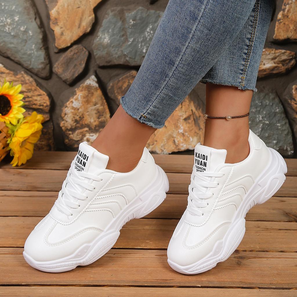 Женские Повседневные Кроссовки в Стиле 'Dad Sneakers' Удобные Массивные Кроссовки на Платформе Беговые Кроссовки Нескользящие На Шнуровке Дышащие Обувь для Ходьбы Женская Тренировочная Теннисная Обувь