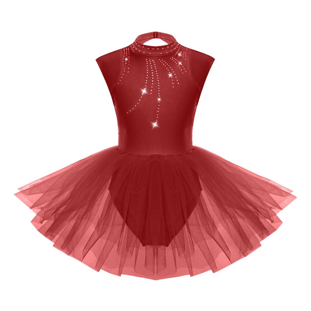 Ballet Leotards for Girls Toddler Leotard with Tutu Skirt Dance Tutu Dress Shiny Rhinestones Performance Dresses
