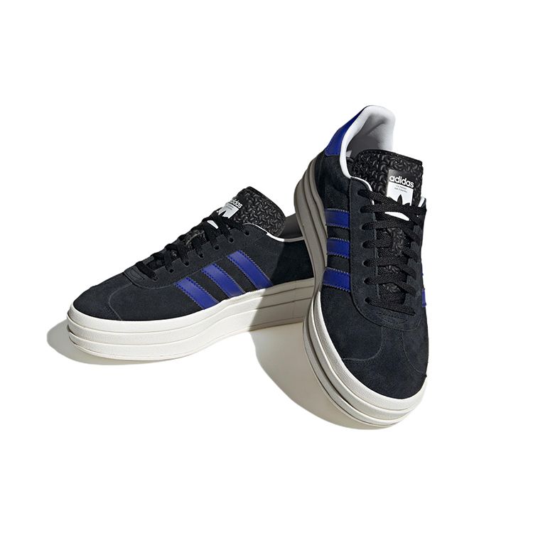 adidas Gazelle Bold Black Lucid Blue Женские кроссовки Core-черный золотисто-металлик HQ4408