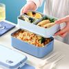 Microwavable 2 Layer Picnic Lunch Box Separated Food Storage Box Food Container  Outdoor
