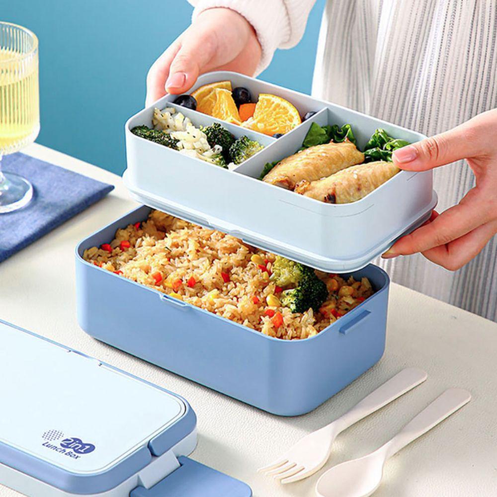 Microwavable 2 Layer Picnic Lunch Box Separated Food Storage Box Food Container Outdoor