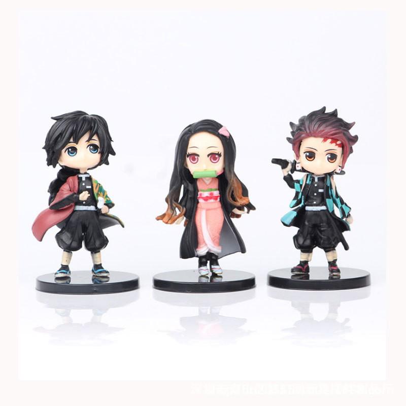Demon Slayer Q Version 6-Piece PVC Figure Set: Anime Cake Decoration Ornaments