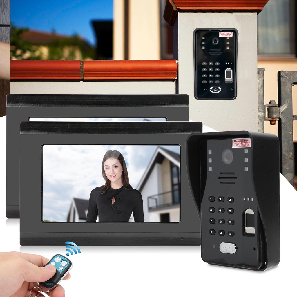 7-дюймовый видеодомофон, проводной, Wi-Fi, 2 монитора, отпечаток пальца, пароль, IC-карта, удаленная разблокировка, ночное видение