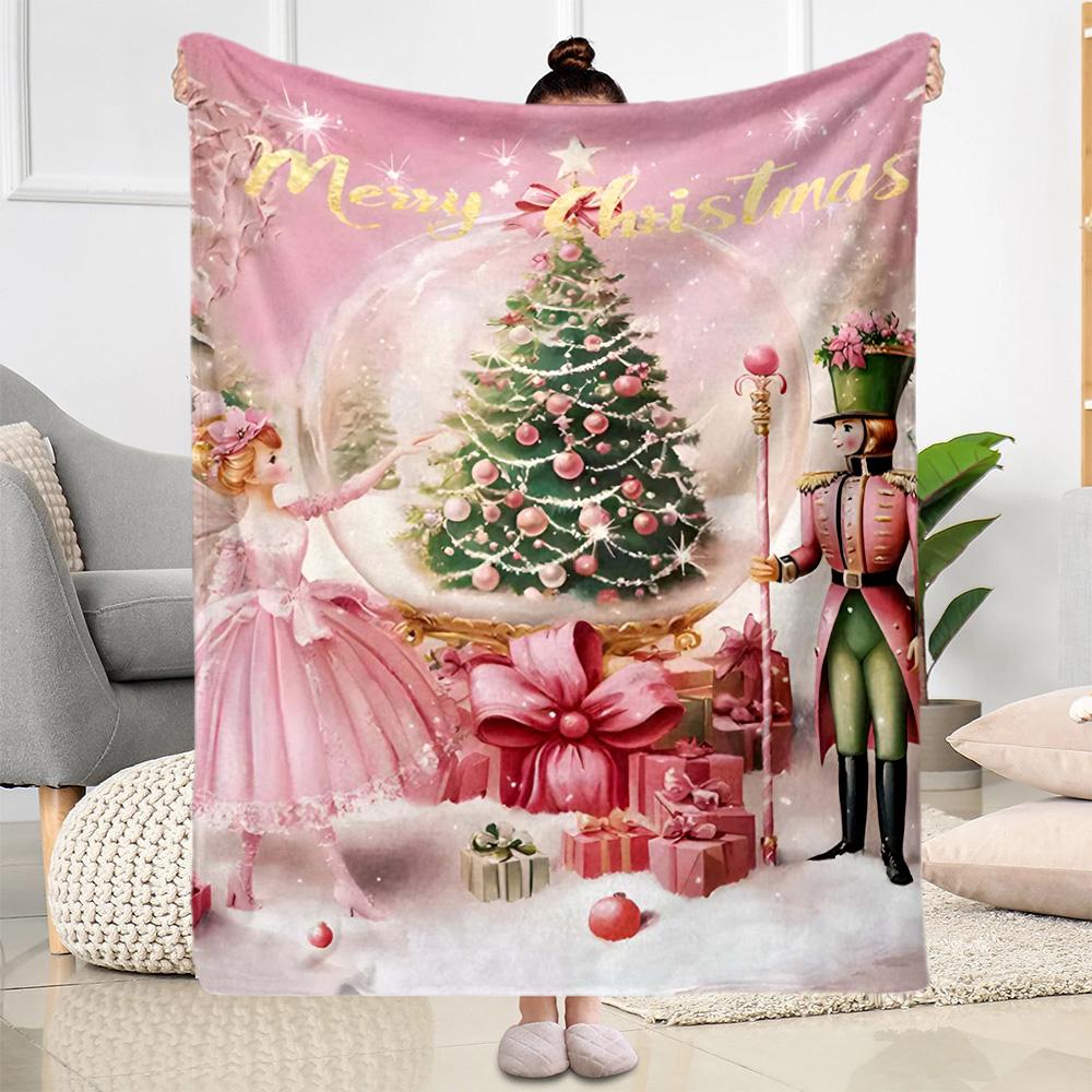 Christmas Snowman And Bear Flannel Blanket,Lightweight,Office Blanket,Sofa Blanket,Comfortable Blanket