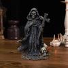 Halloween Black Robe Skeleton Figurine Gothic Cross Skeleton Resin Statue Sculpture Home Office Desktop Bookshelf Decoration Ornament Festival Gift