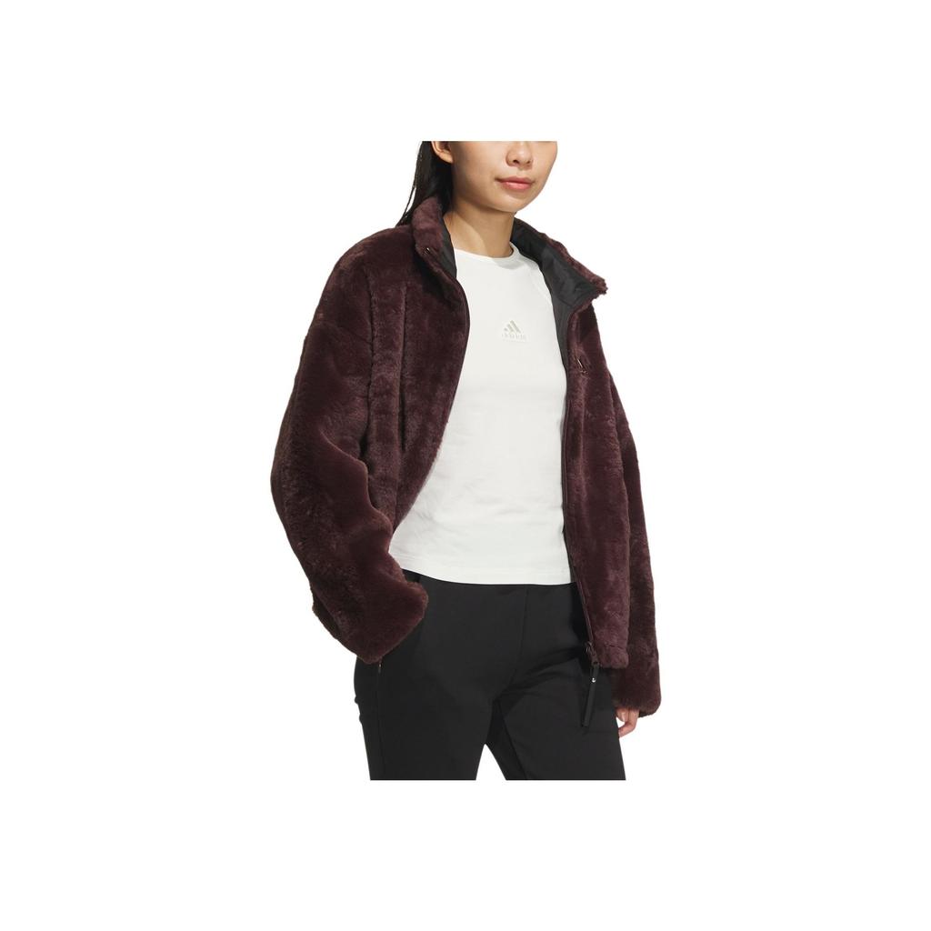 Adidas Современная двусторонняя меховая спортивная повседневная куртка с длинным рукавом женская куртка темно-серо-коричневая JX6837