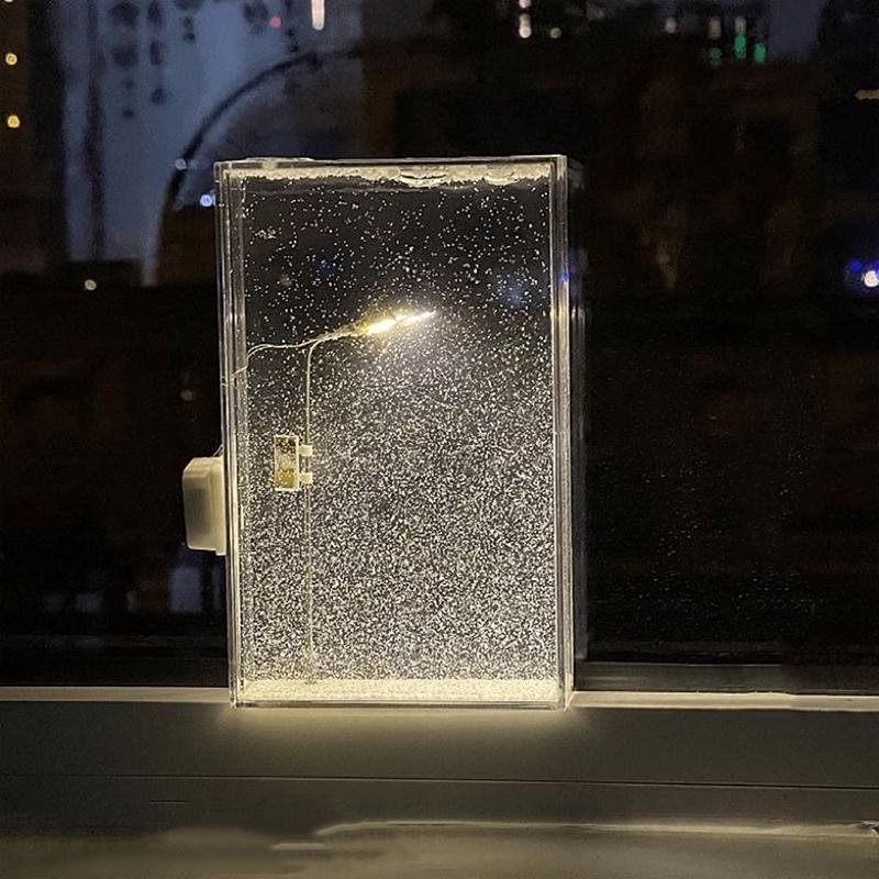 Flowing Small Night Light Snow Scene Street Light Snowy Night Snow Simulation Handmade Diy Material Package Desktop Decor