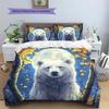 Leaf White Bear Pattern Bedding Quilt Set  Home Decoration  Gift (1 * duvet cover + 2 * pillowcase  without core)