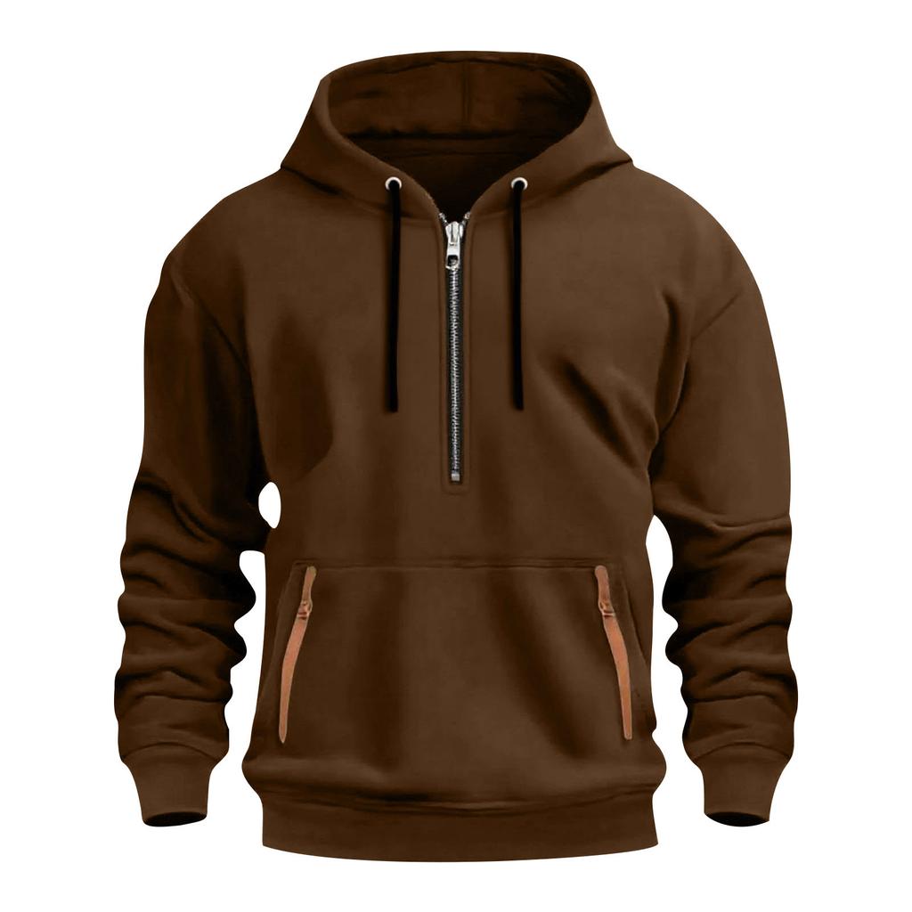 Men's fleece hooded casual long sleeved sweatshirt