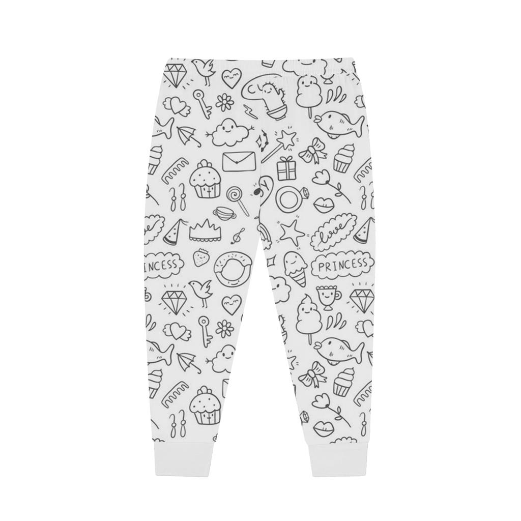 Детский комплект домашней одежды Sketch Coloring Fun Раскрашенная вручную домашняя одежда Пижамный комплект