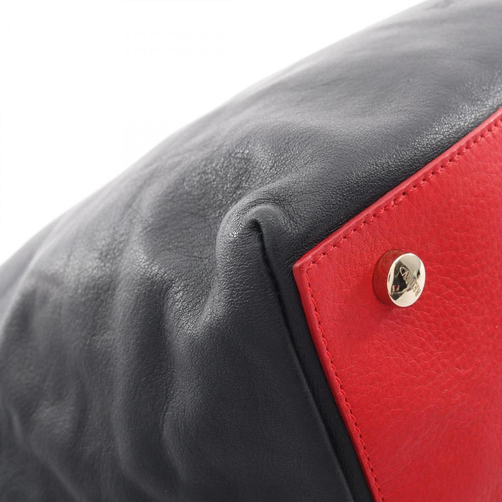 Used Valentino ribbon Shoulder Bag leather Navy Red Used Women