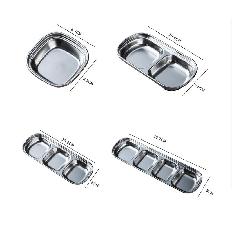 Блюдо для соуса из нержавеющей стали, многосекционная тарелка для приправ, золотистого цвета, утолщенная, тарелка для макания для корейского барбекю, блюдо для пикника на открытом воздухе, кемпинговая посуда