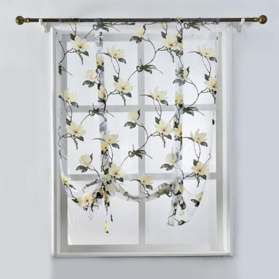 Римские цветочные шторы для кухни, тюль, прозрачная панель, занавеска для окна спальни