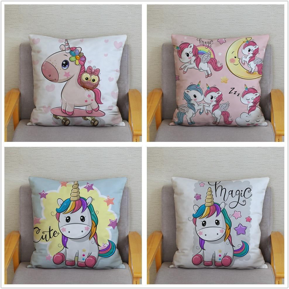 45*45 квадратная наволочка для домашнего декора, наволочка, наволочка с милым мультяшным принтом единорога, наволочка