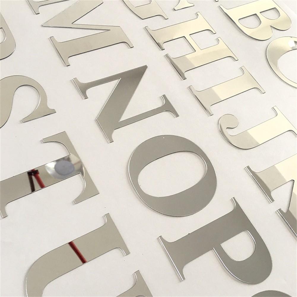 Зеркальная наклейка на стену, серебро 10смx8смx1см 26 букв