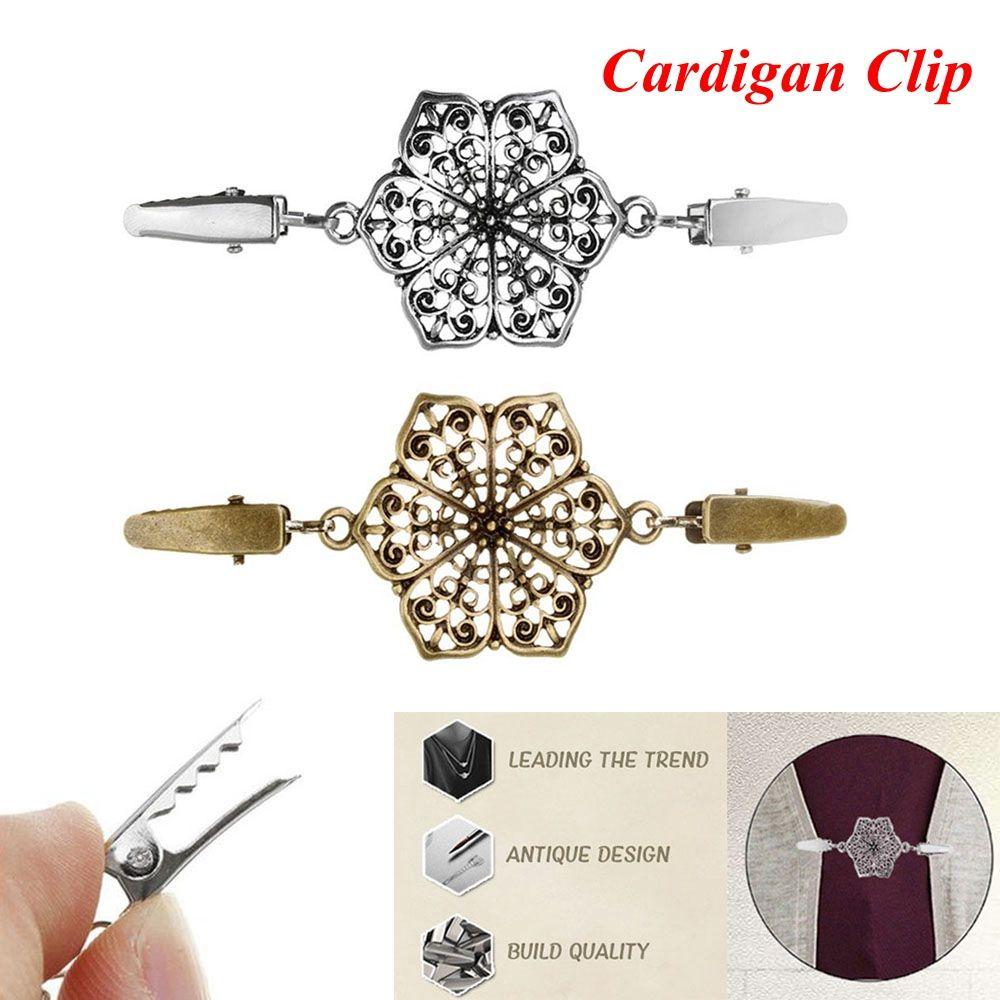 Fashion Retro New Hexagon Pattern Sweater Blouse Pin Duck Clip Clasps Shawl Brooch Cardigan Clip