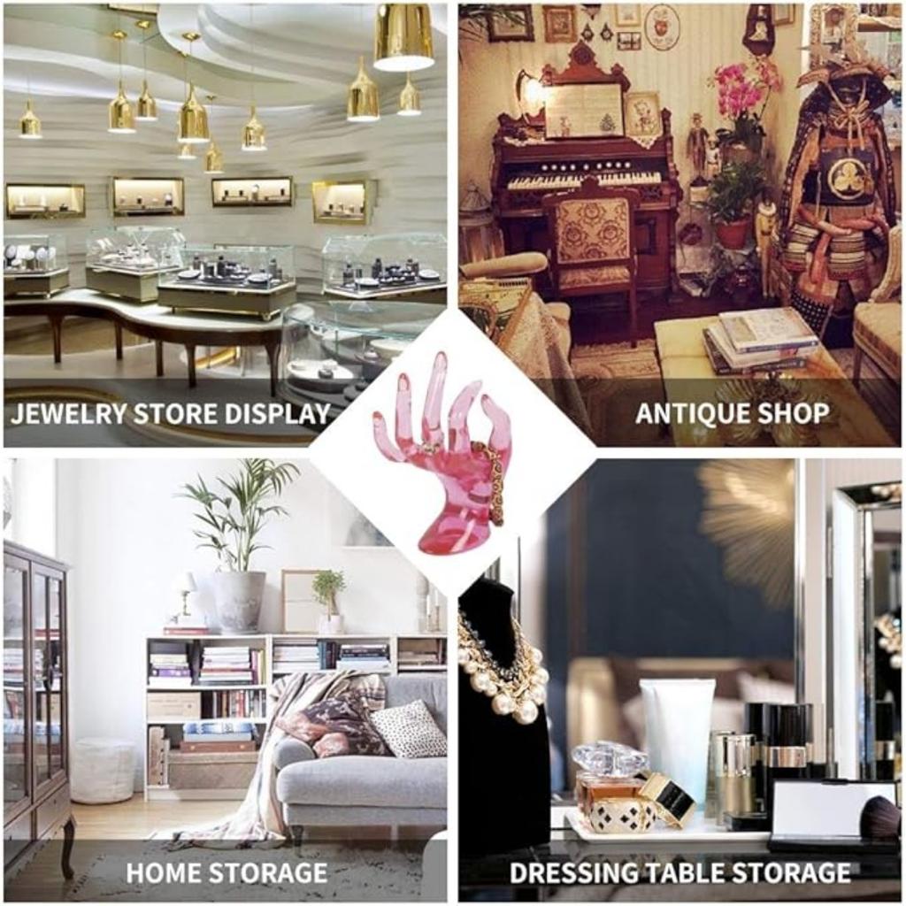 Clear Room Decor Hand Form Ring Holder Jewelry Display Holder, Aesthetic Bracelet Ring Watch Stand Support Holder Preppy Jewelry Holder for Y2k Room