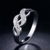 Fashionable Double Spiral Design Ring With Zirconia Inlaid White Gold Plated Women's Jewelry