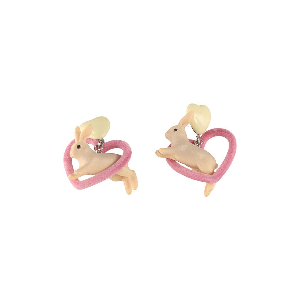 Girls Gifts White Heart Rabbit Korean Style Jewelry Animal Earrings Women Earrings Resin Jewelry