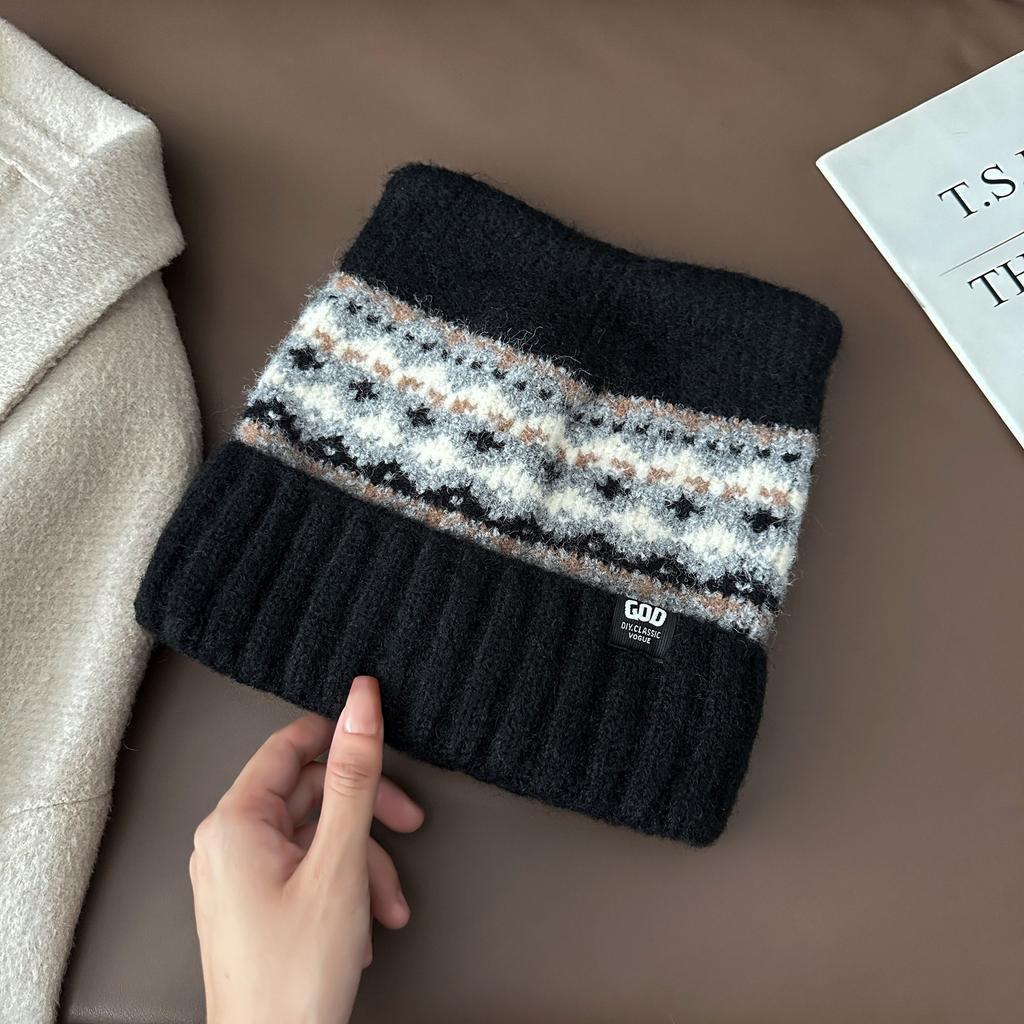 Korean jacquard cat ear knitted hat women's autumn and winter cute versatile warm wool hat fleece ear protector pullover hat