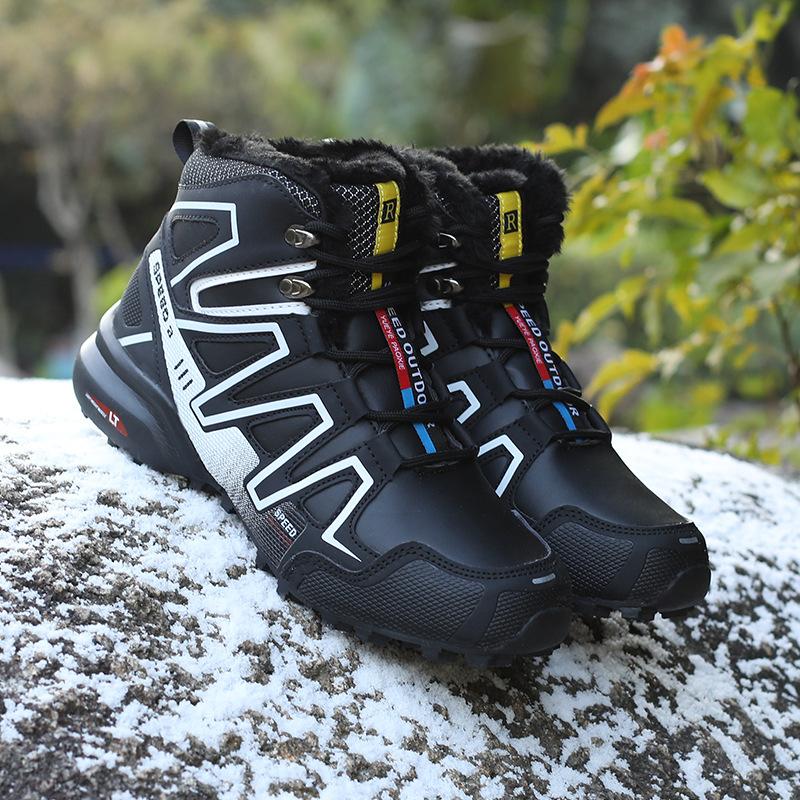 Новые мужские бархатные кроссовки для хайкинга с высоким верхом, больших размеров, дышащие, водонепроницаемые и нескользящие, для активного отдыха на природе, кемпинга и хайкинга, женские