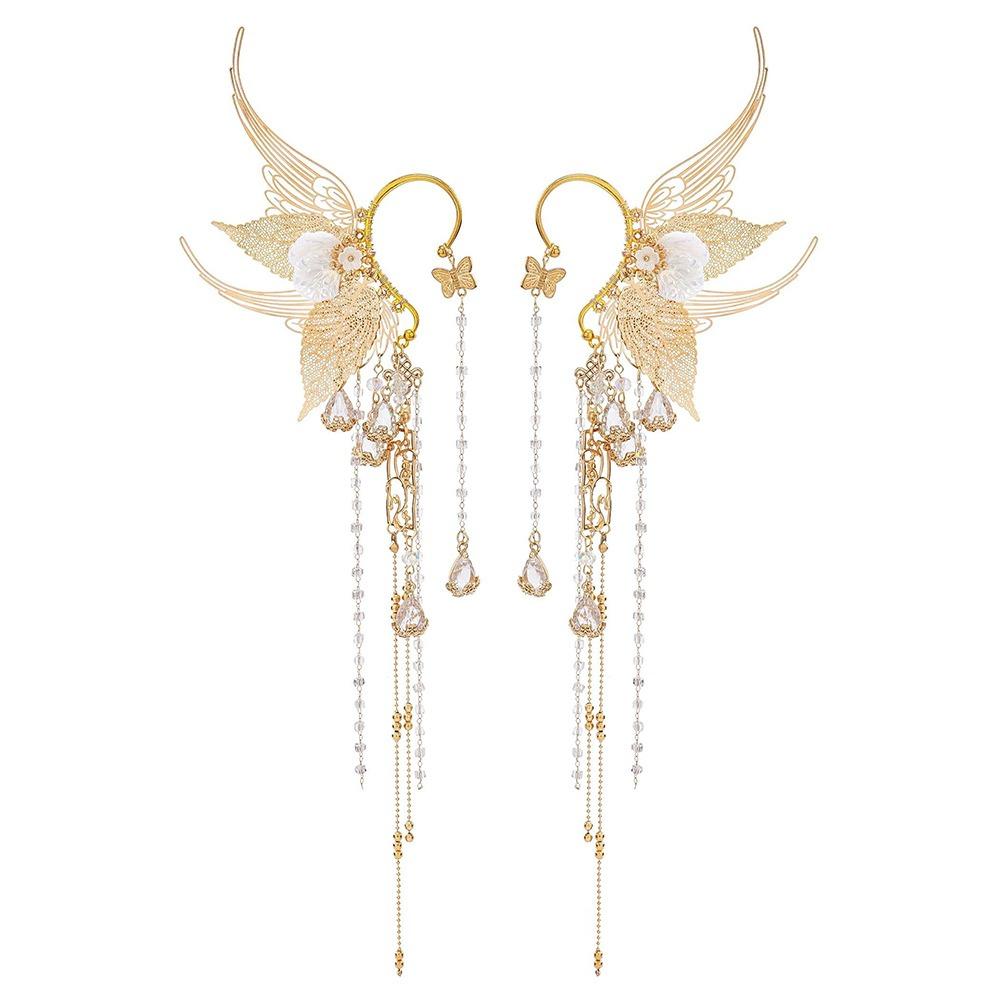 Каффы для ушей в виде эльфа с белым цветком, золотые манжеты для ушей в виде русалки для Хэллоуина, Рождества, свадьбы, вечеринки