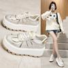 2025 Spring White Shoes New Soft Leather Casual Thick Sole Heightening Fashion Sports Comfortable Versatile Fashion Ins Tide