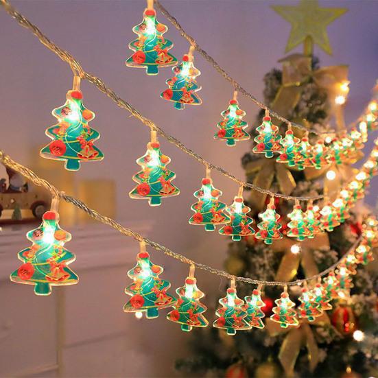 LED Christmas Lights String Santa Claus Snowman Battery-Operated Fairy Lights Window Garland Christmas Decorative Light Party New Year's Decorations