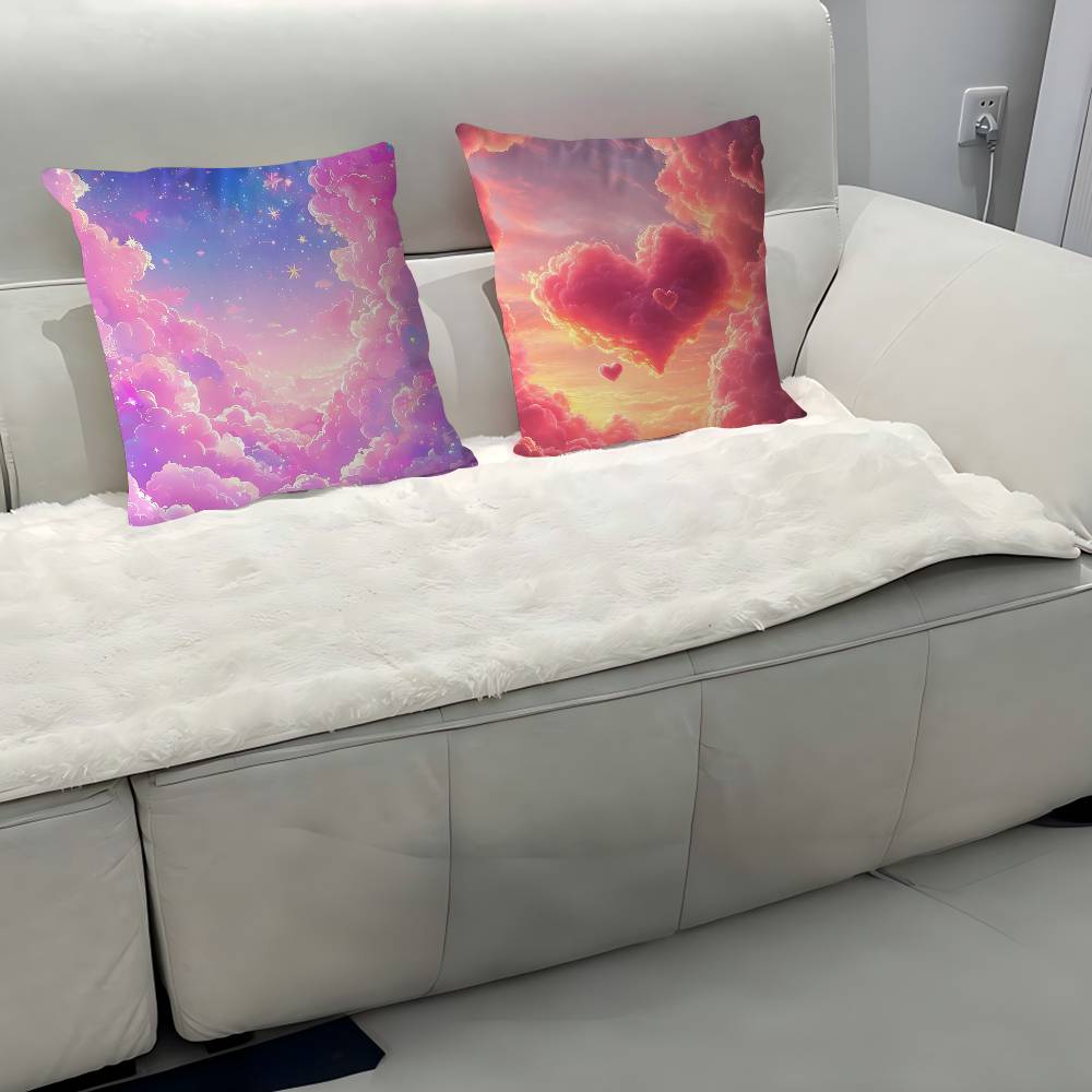 Art Sky Clouds Simple Pillow Case Removable Washable Cushion Cover – All-Season Soft Linen