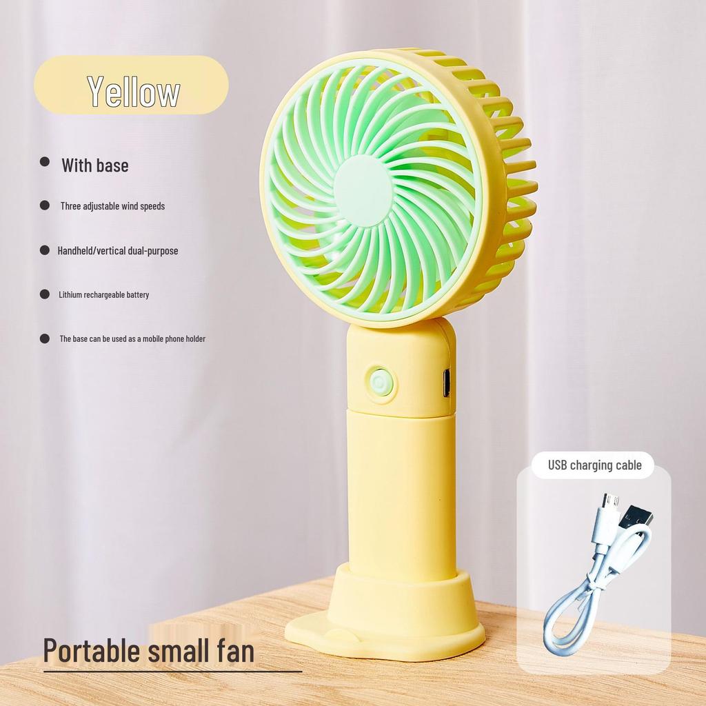 Portable Mini USB Rechargeable Handheld Fan with Desktop Stand - Student Gift