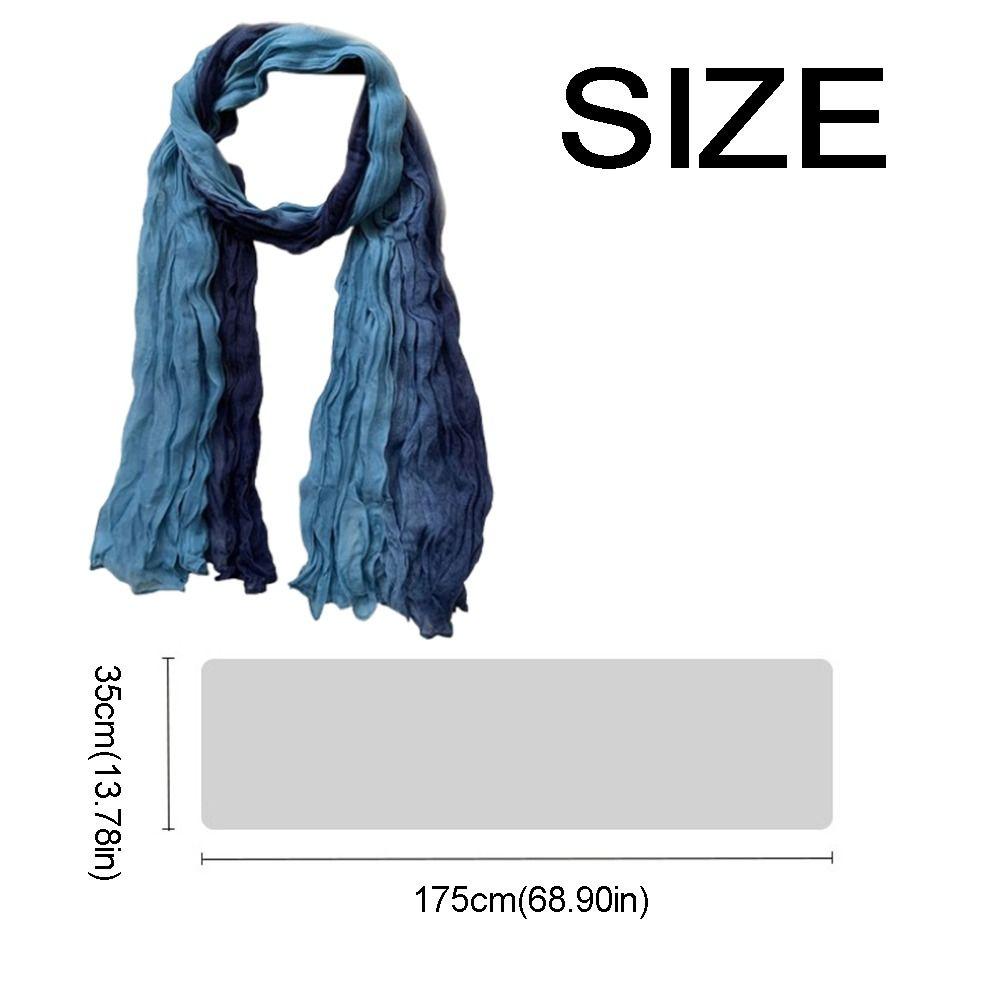 Bohemian Women's Long Pleated Shawl Warm Windproof Gradient Texture Scarf Lightweight Gradient Color Bandana Shawl Wraps