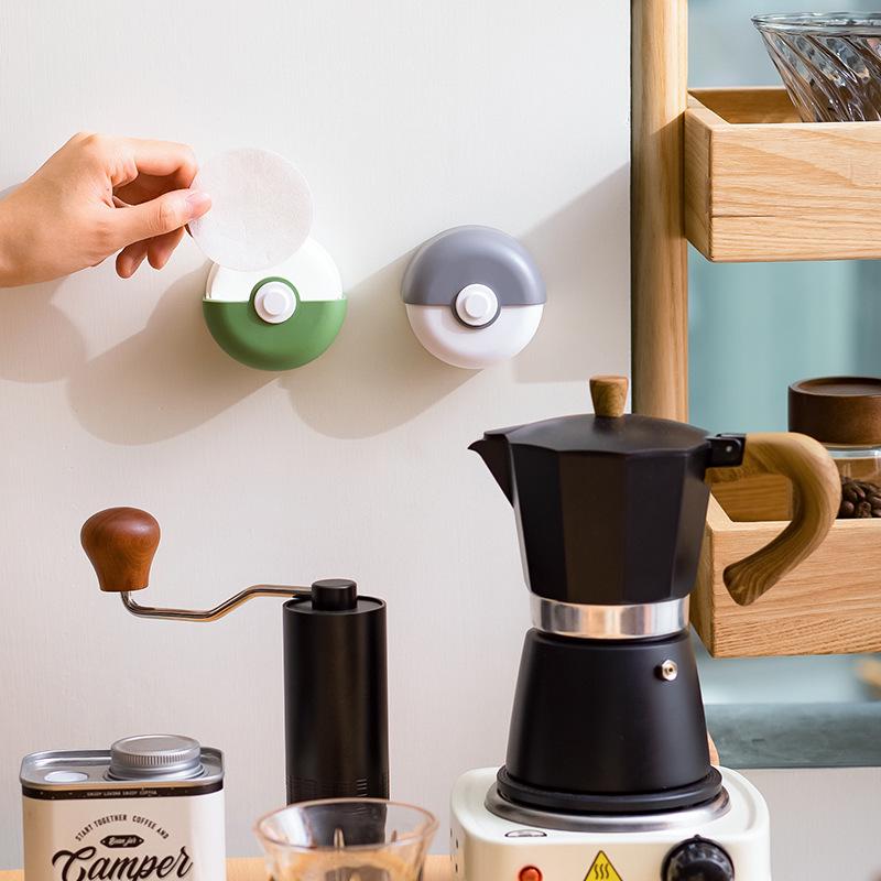 Wall-Mounted Dustproof Coffee Filter & Diffuser Storage for Moka Pot