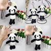 Cute Panda Plush Keychain Pendant Soft Short Velvet Cartoon Stuffed Animal