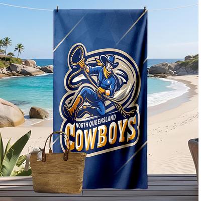 Пляжное полотенце с принтом North Queensland Cowboys Мягкое Портативное Быстросохнущее?Сухое полотенце для бассейна, летнего отпуска, активного отдыха на природе