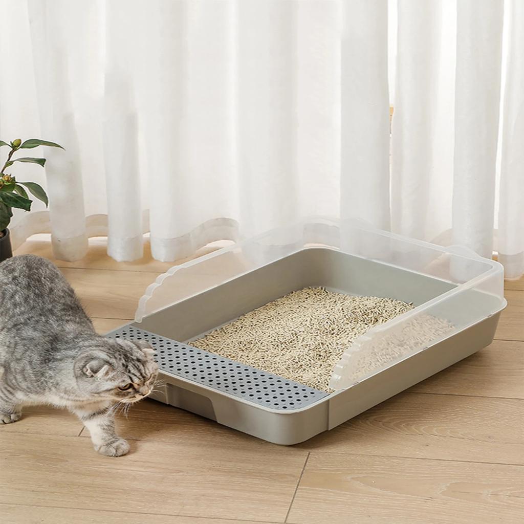 Новый полузакрытый пластиковый туалет для кошек с защитой от брызг и съемной конструкцией, прочный и простой в очистке, идеально подходит для владельцев домашних животных, 1 шт.