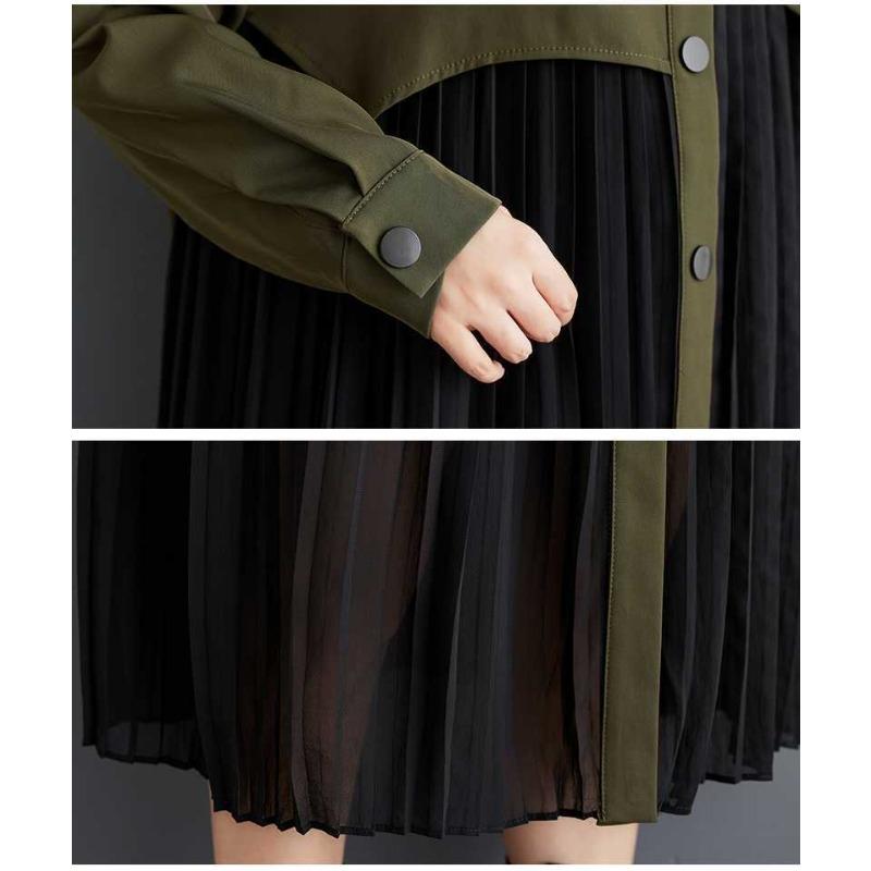 Нишевое платье с длинным рукавом, свободного кроя, пэчворк, плиссированное