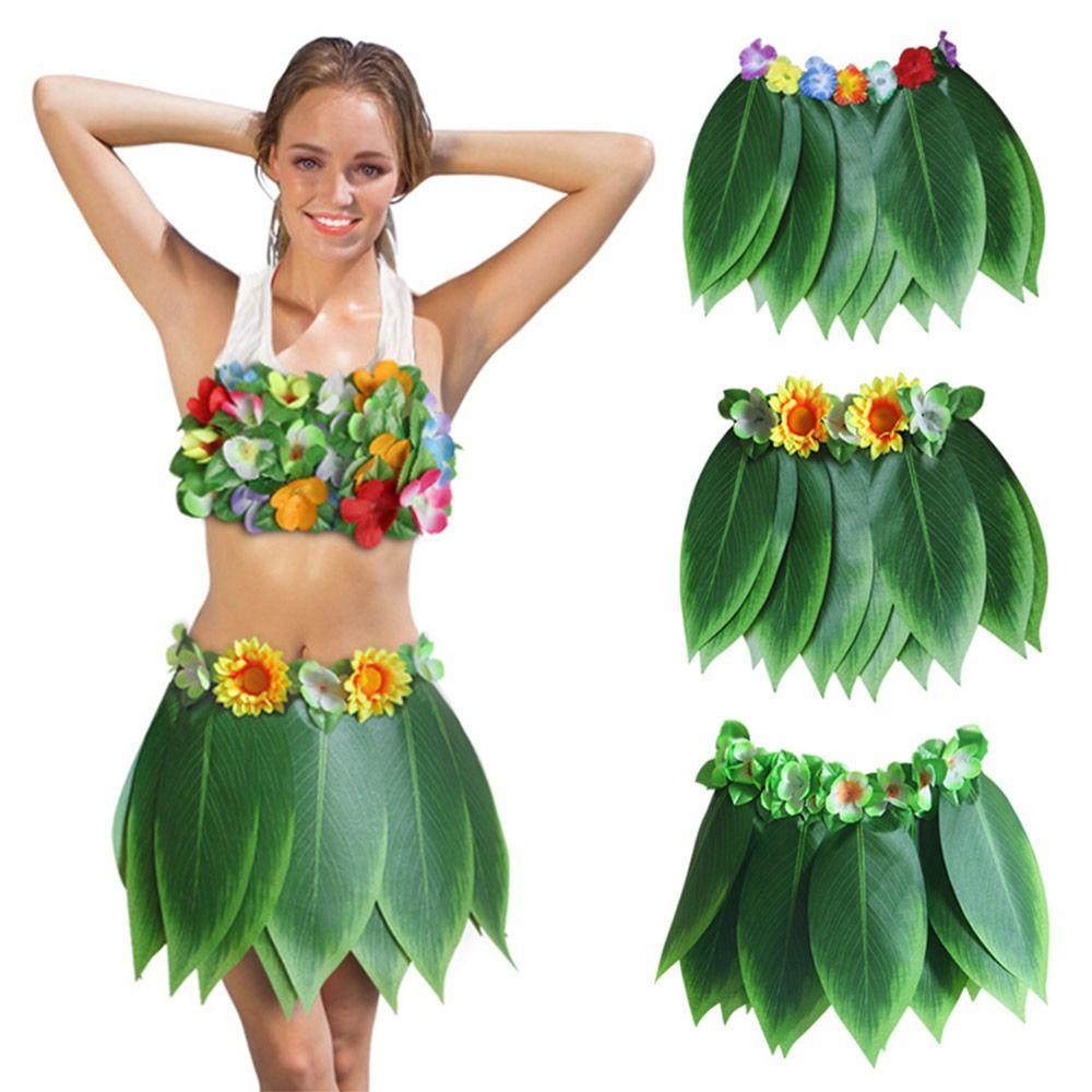Stage Show Hawaiian Green Leaf Skirt Bonfire Party Prom Beach Holiday Costumes