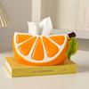 9.44" Ceramic Cartoon Lemon Orange Citrus Tissue Box, Decorative Napkin Holder for Coffee Table Living Room