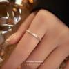 Banyan Tree S925 Silver Geometric Minimalist Open Diamond Ring for Men & Women - Light Luxury Long Distance Love Valentine's Day Gift