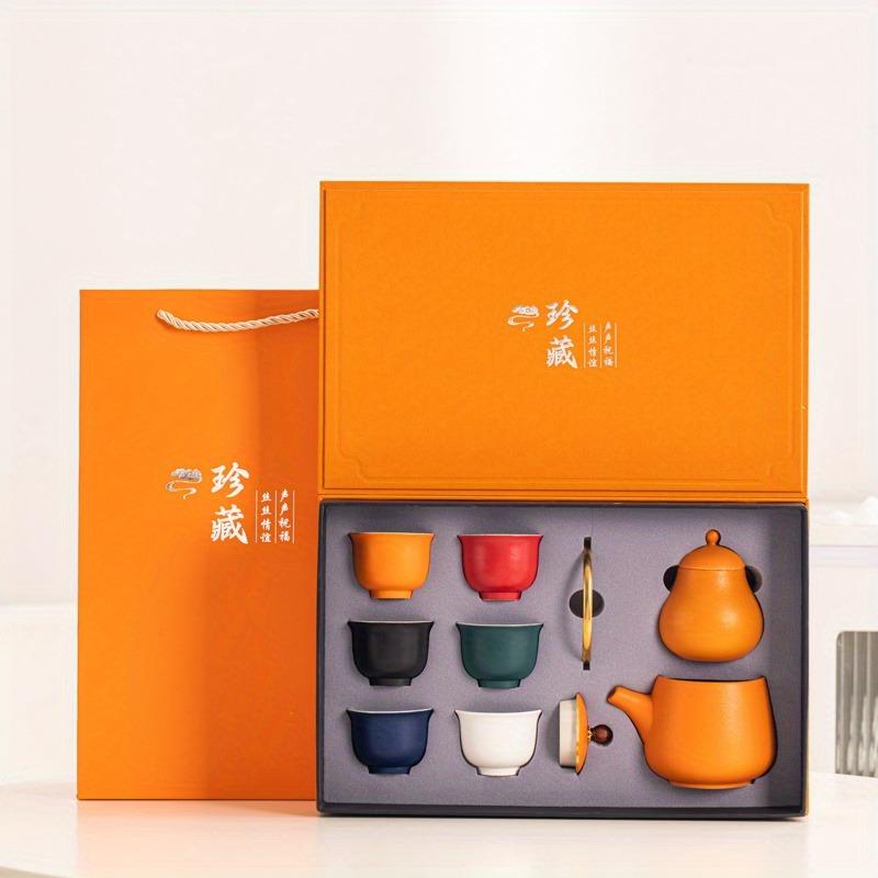 8 шт./компл. чайный сервиз в китайском стиле, банка для хранения чайника и 6 чашек, керамическая посуда для дома и офиса, бизнес-подарок, праздничный подарок, все необходимое для чаепития, домашний стол