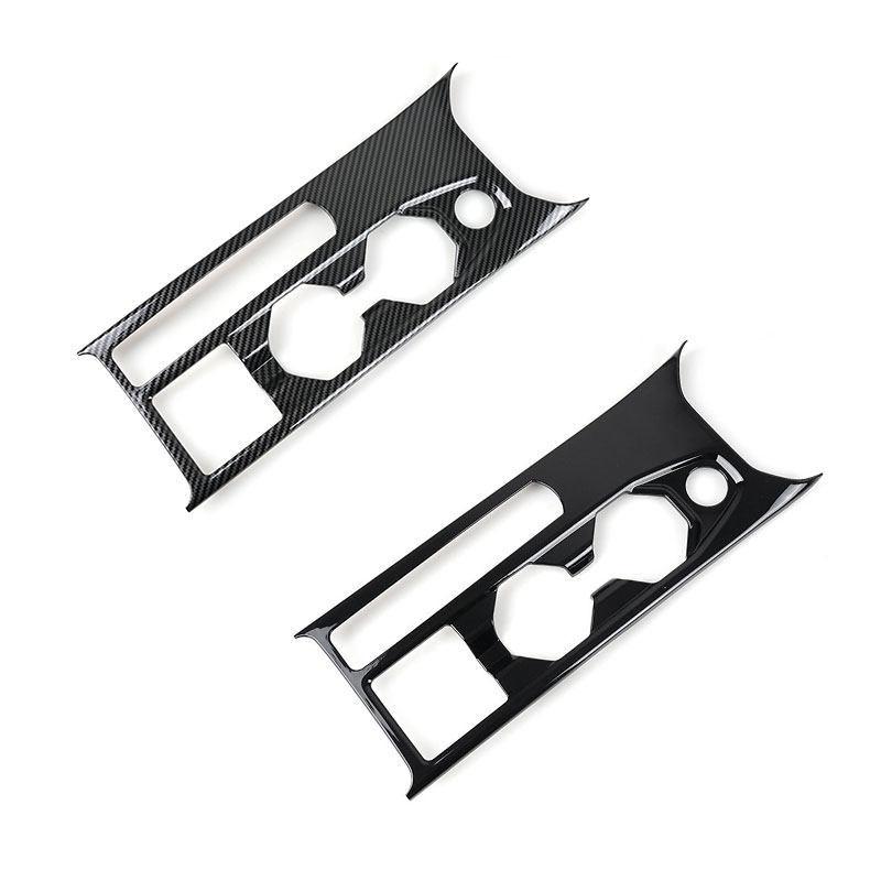 For VW Polo ABS Car Center Control Gear Shift Panel Water Cup Holder Frame Cover Trim Carbon Texture / Bright Black