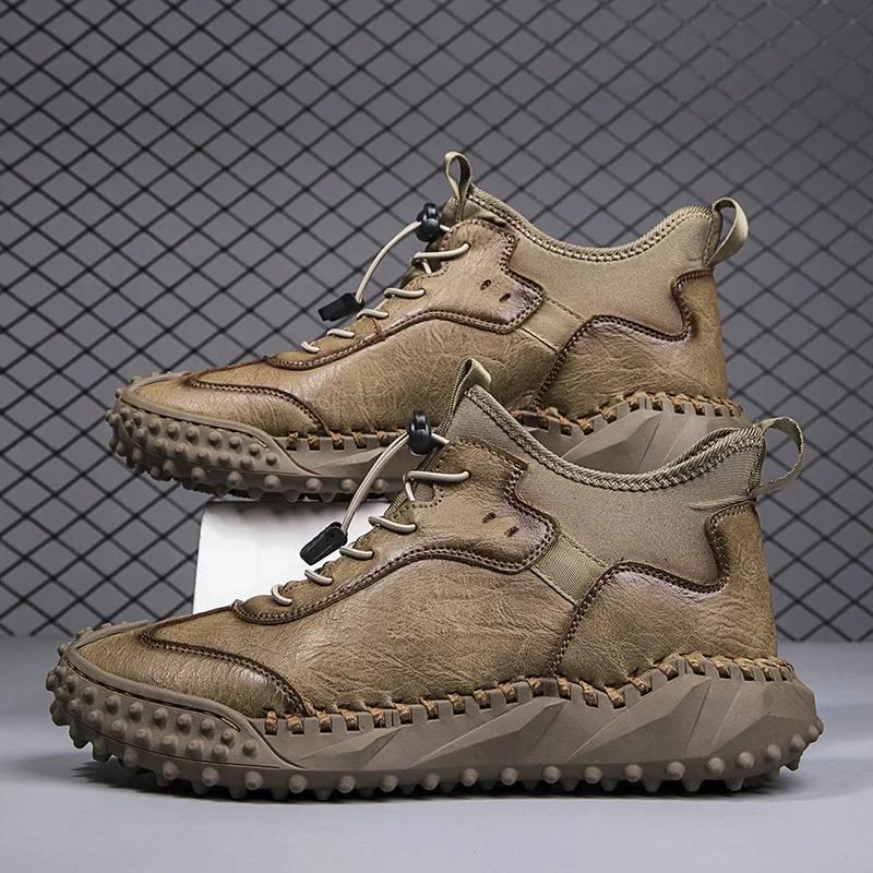 Мужская кожаная повседневная обувь ручной работы повседневные ботильоны для мужчин осень-зима уличное модное повседневное обувь мужские Hombres Botas