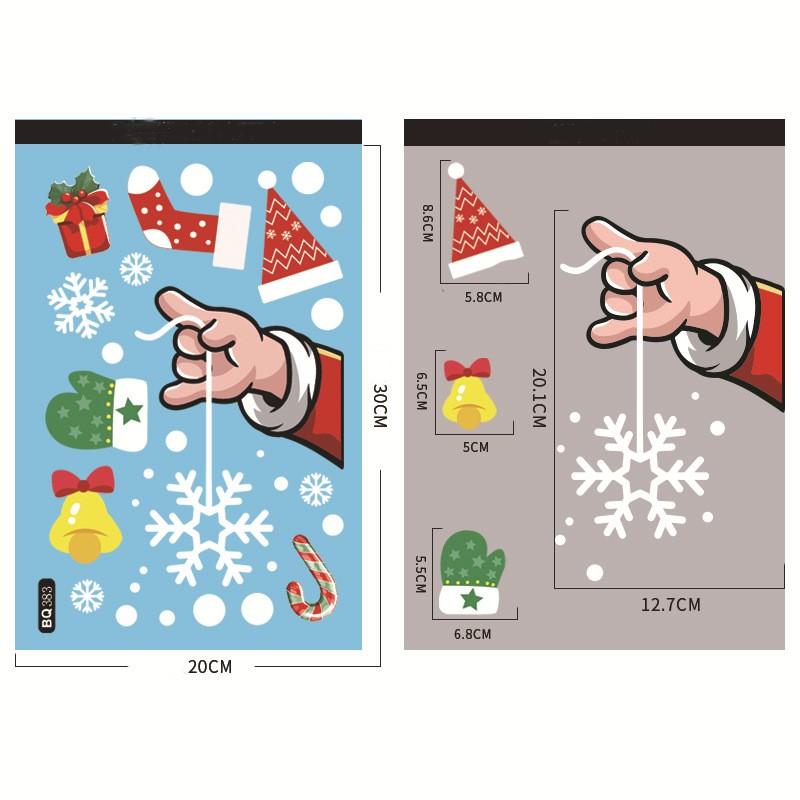Праздничные рождественские наклейки на окна с мультяшным лосем, Санта-Клаусом и снеговиком