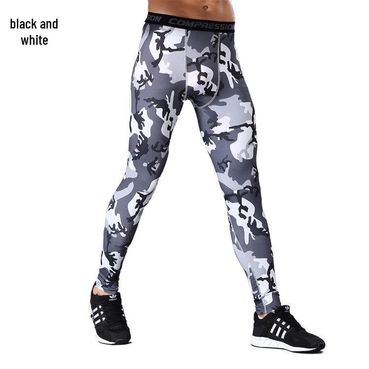 Мужские быстросохнущие компрессионные тайтсы для бега с камуфляжным принтом