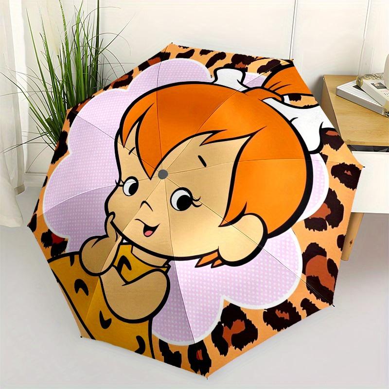 1pc Flintstones, Pebbles Themed High-quality Umbrella,Automatic Opening and Closing Umbrella,Multi-functional Umbrella G0811124
