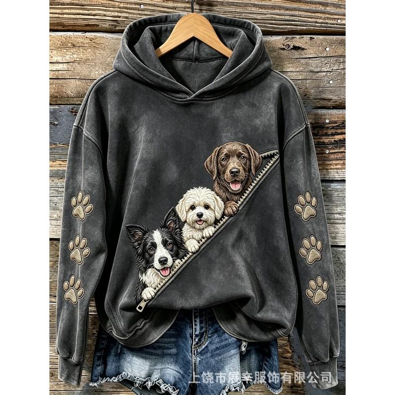 Womens Hooded Oversized Sweatshirt With 3D Animal Print Streetwear Loose Fit Long Sleeve Winter 2026