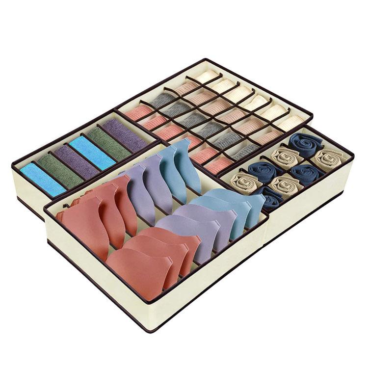 4Pcs Bra Organizer Box Set Underwear Houseware Drawer Divider Storage Drawer Grid Storage Box