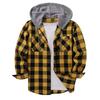 Мужская клетчатая рубашка с капюшоном контрастного серого цвета Streetwear Фланелевая куртка