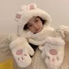 Women's Winter Hat, Scarf, And Gloves All-in-One Cute Three-Piece Set
